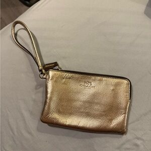Coach Metallic Gold Wristlet Clutch